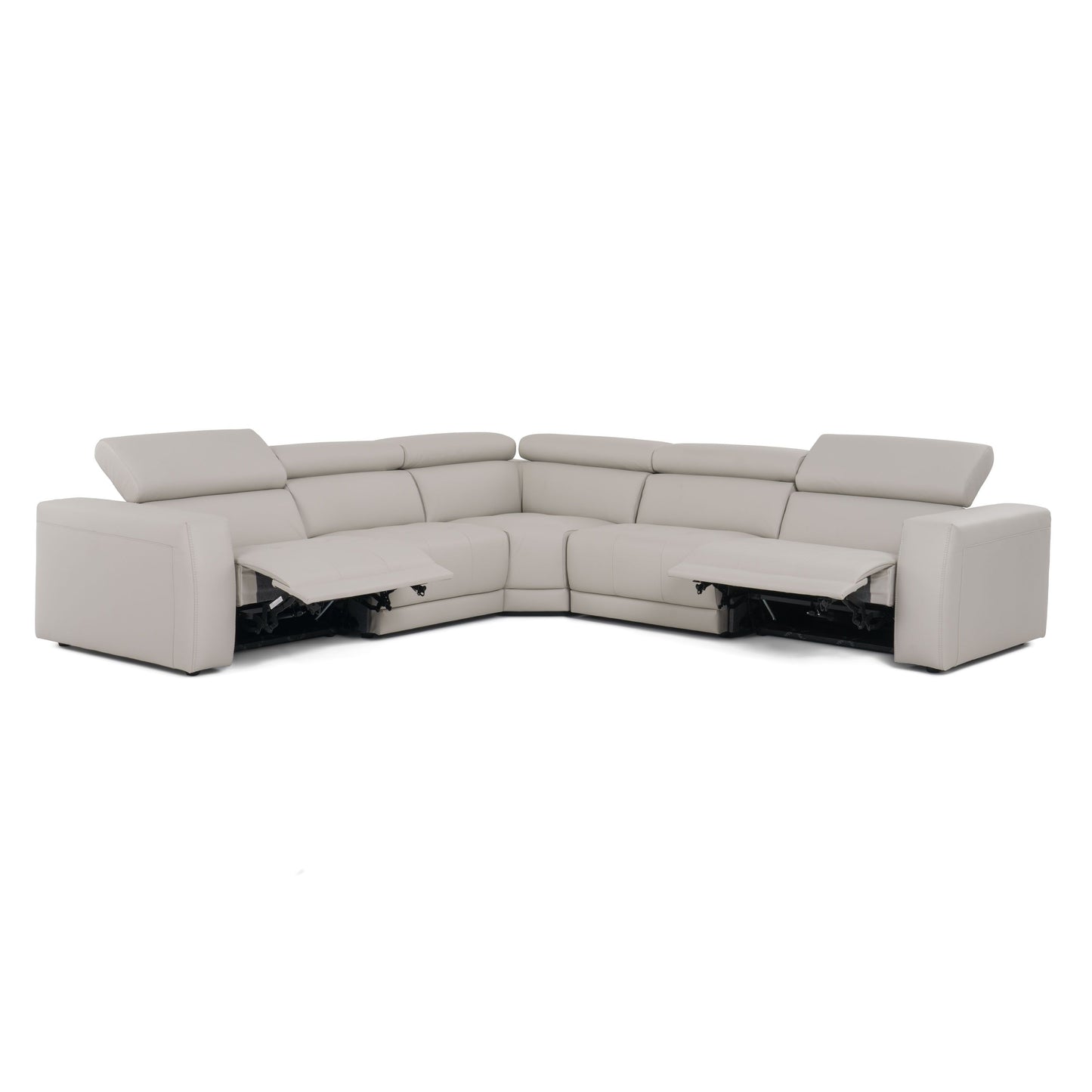 Lamod Italia Dalton - Modern Italian Light Grey Leather Sectional + Recliners.      Estimated Back In Stock on:
March, 10 2025