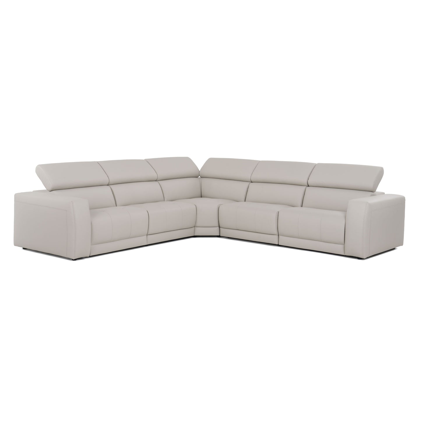 Lamod Italia Dalton - Modern Italian Light Grey Leather Sectional + Recliners.      Estimated Back In Stock on:
March, 10 2025