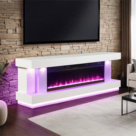 Peseux 71" TV Stand w/ Electric Fire Place TV