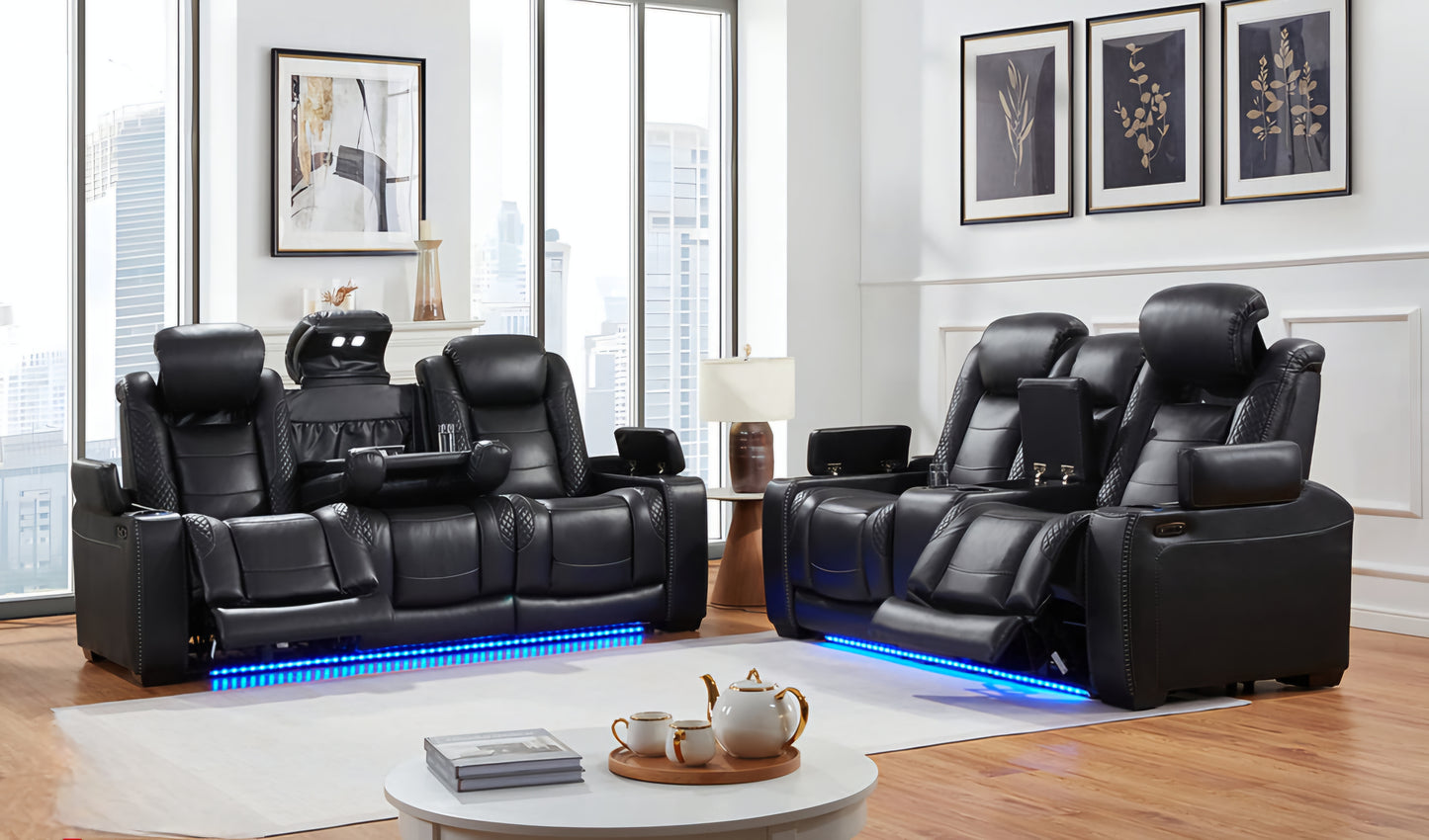 SOFA SET 2PC POWER RECLINERS HEAT REST