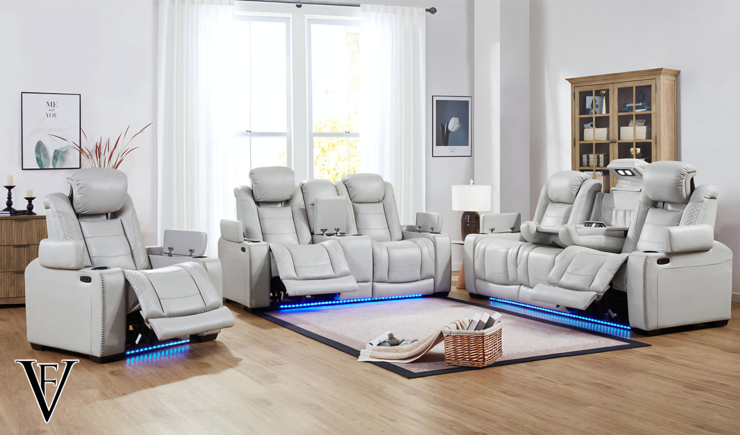 SOFA SET 2PC POWER RECLINERS HEAT REST