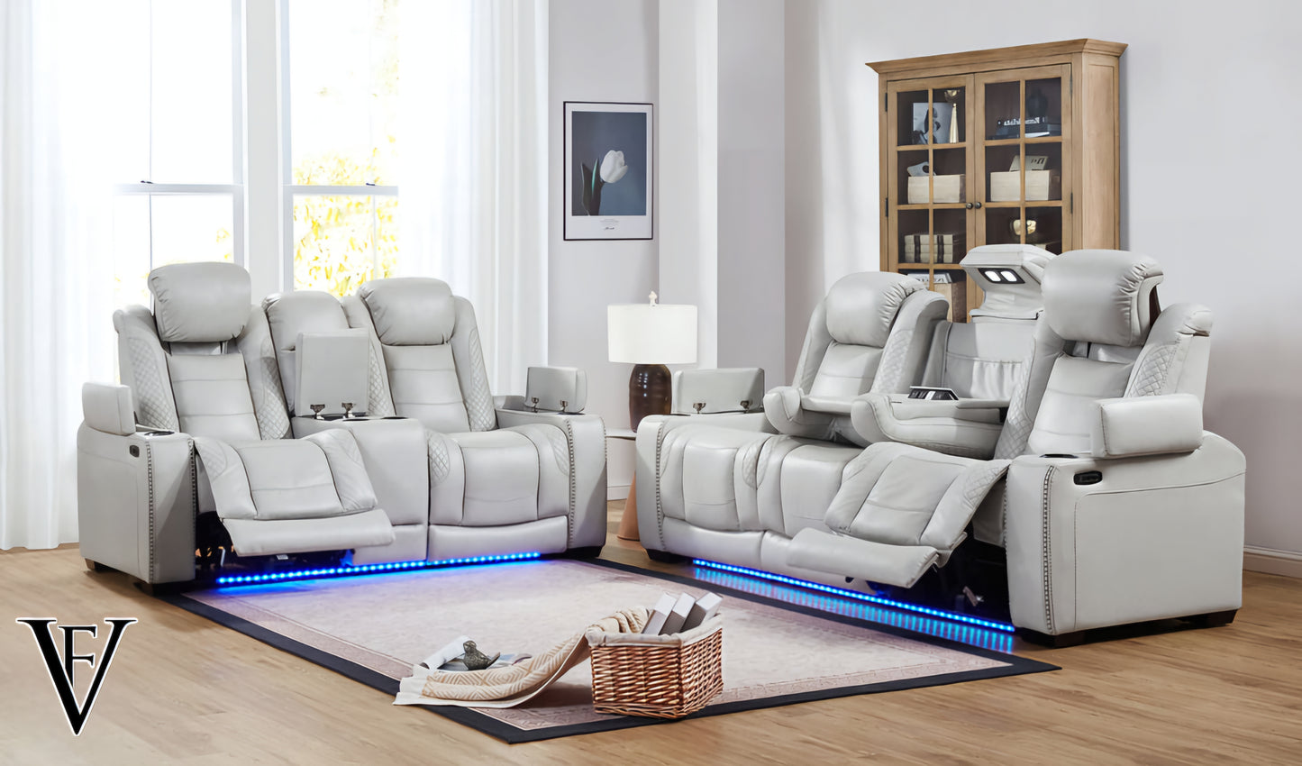 SOFA SET 2PC POWER RECLINERS HEAT REST
