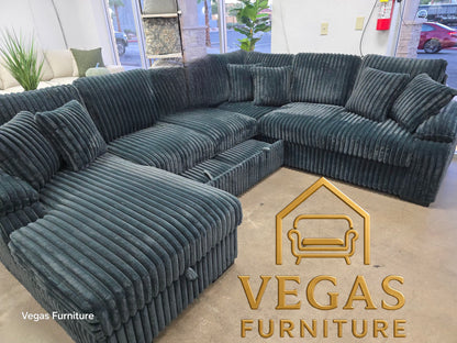 U-Shaped Pull Out Sectional Sofa w/ Storage Chaise