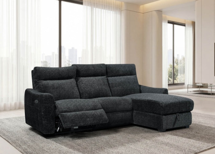 L-Shape Sectional Single Power Recliner Fabric