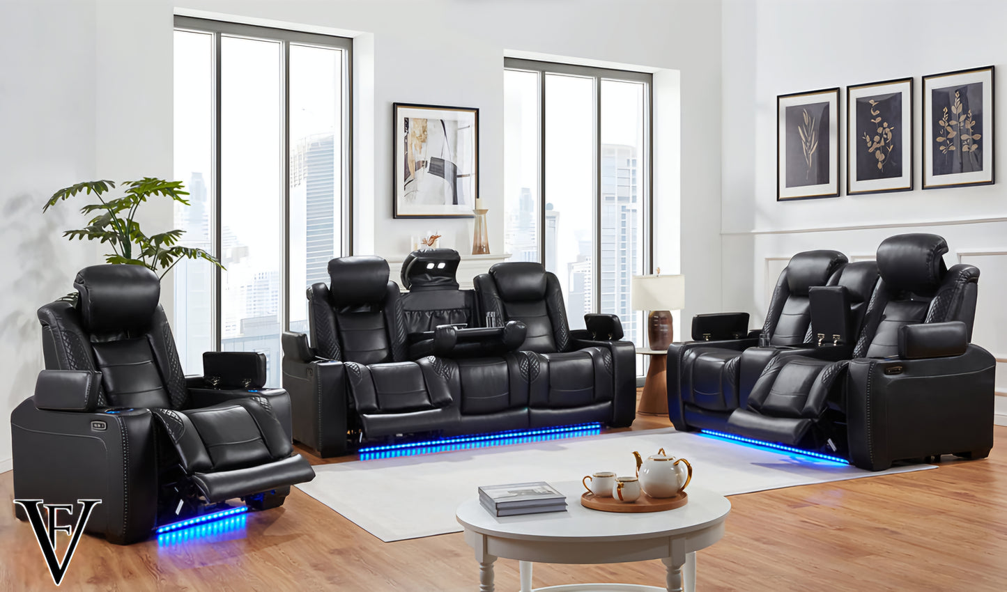 SOFA SET 2PC POWER RECLINERS HEAT REST