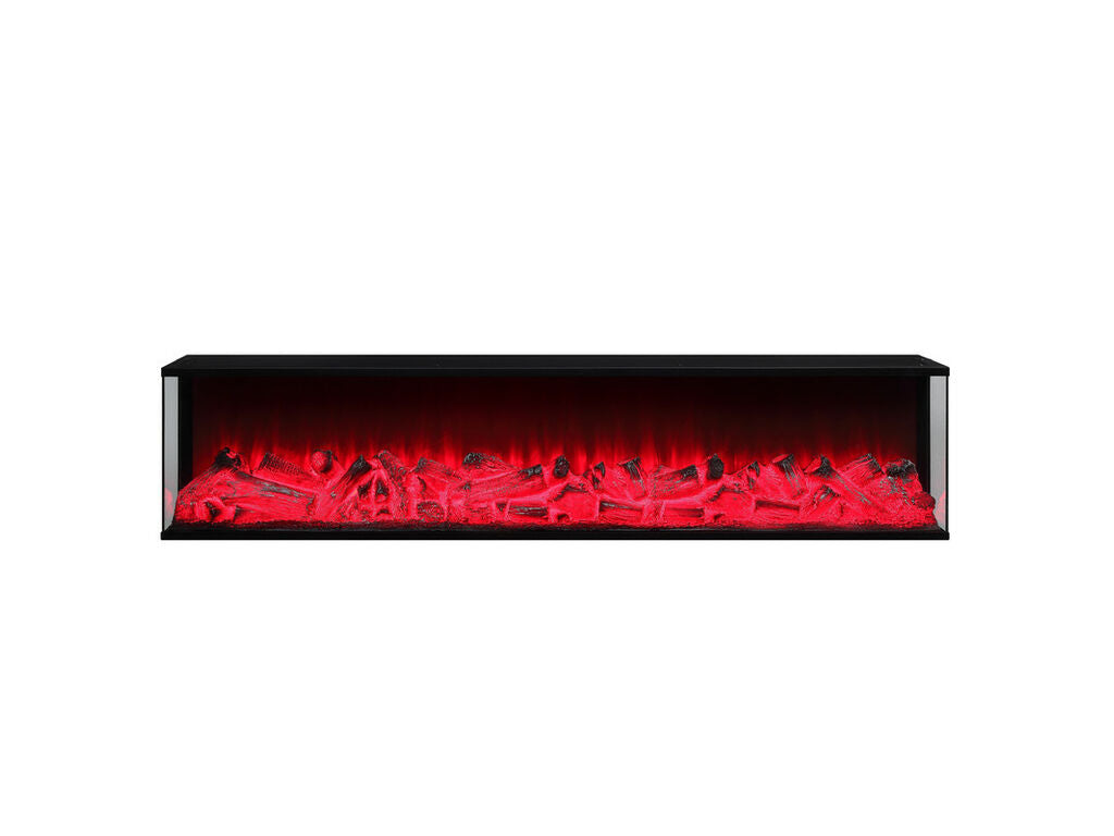 Dorian 71"W Black Finish TV Stand with Fireplace and Speaker