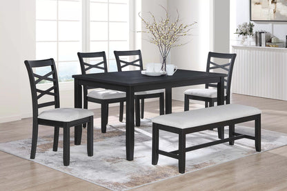 6-Pcs Dining Set
Table + 4 Chairs + Bench