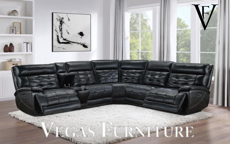 Power Reclining Sectional Black