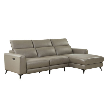 L-Shape Sectional Single Power Recliner Genuine Leather