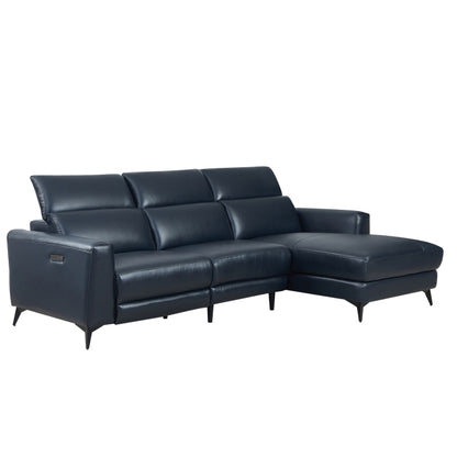 L-Shape Sectional Single Power Recliner Genuine Leather