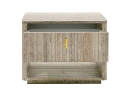 Modern Beige Velvet & Gold Bed E.King Bed Frame 2 nightstand