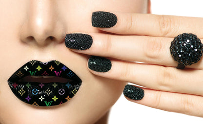 Tempered Glass W/Foil & Rhinestones -Design Her Lips    IN STOCK. GOING FAST-CALL