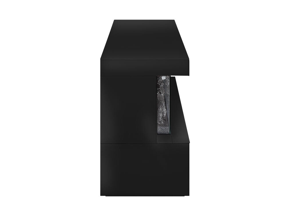 Dorian 71"W Black Finish TV Stand with Fireplace and Speaker