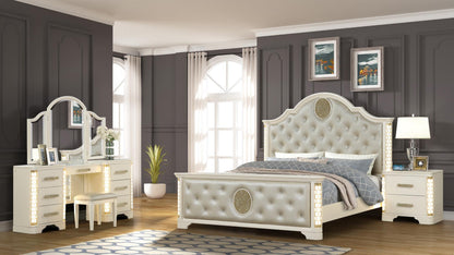 Jasmine Bed Set 4Pc W Vanity  Beige