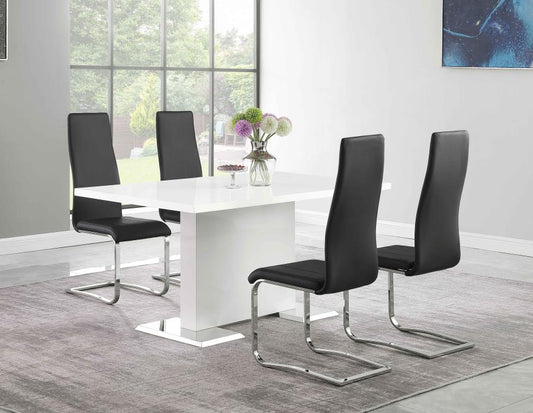 5-piece Dining Table Set White High Gloss and Black