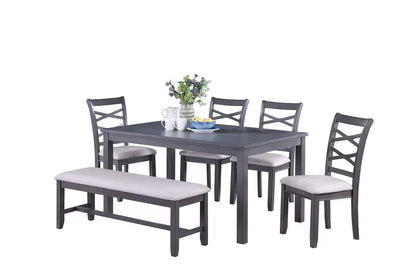 6-Pcs Dining Set
Table + 4 Chairs + Bench