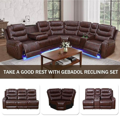 Sectional Power Recliner drop off table w wireless charger