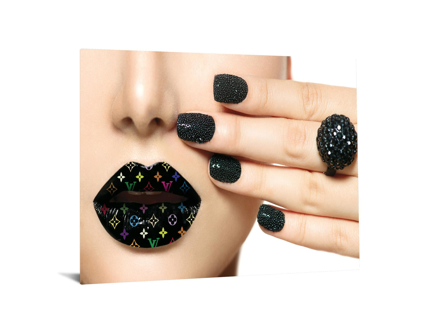 Tempered Glass W/Foil & Rhinestones -Design Her Lips    IN STOCK. GOING FAST-CALL