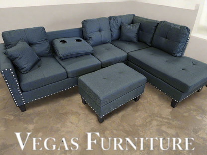 Sectional /W Storage Ottoman & Cup Holders
