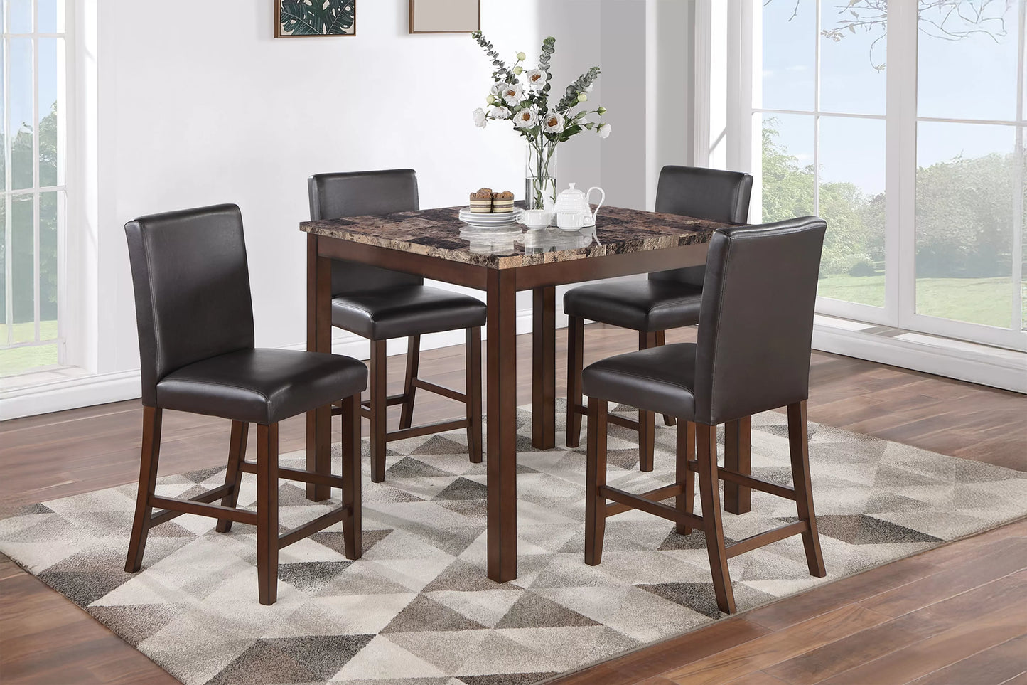 5-Pcs Counter Height Dining Set
Table + 4 Chairs