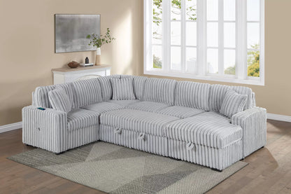Sofa W/ Pull-Out Bed + RAF Chaise Storage + USB Port