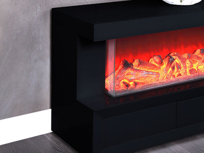 Dorian 71"W Black Finish TV Stand with Fireplace and Speaker