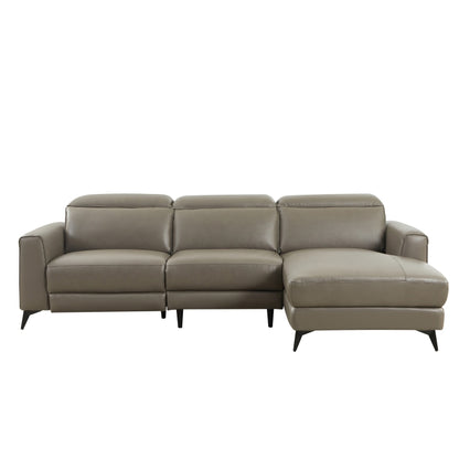 L-Shape Sectional Single Power Recliner Genuine Leather