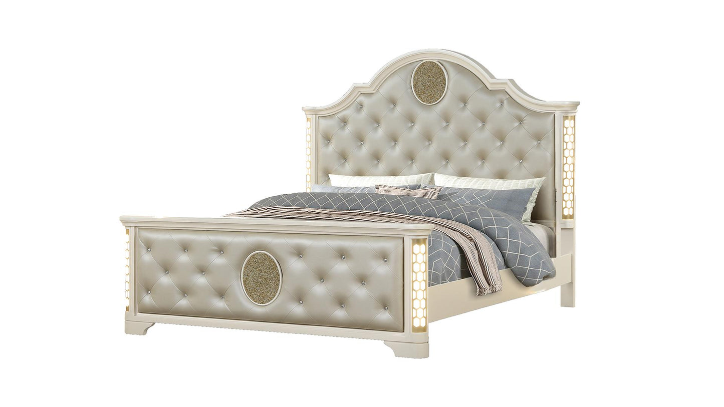 Jasmine Bed Set 4Pc W Vanity  Beige