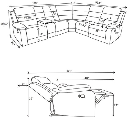 Reclining Sectional Sofa Smoke