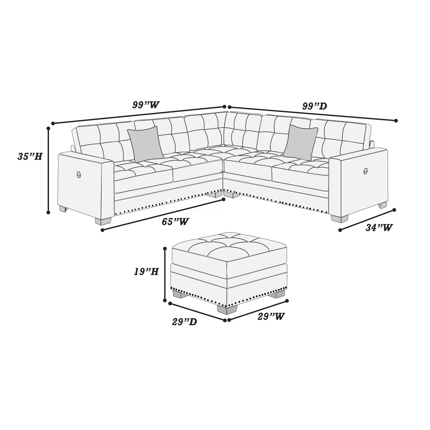 Sectional Set W/ Ottoman