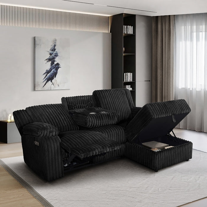 L-Shape Sectional Single Power Recliner Corduroy
