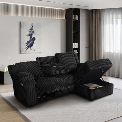 L-Shape Sectional Single Power Recliner Corduroy