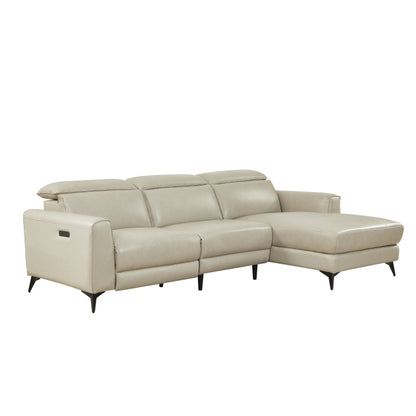 L-Shape Sectional Single Power Recliner Genuine Leather