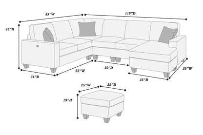 U Shape Sectional w Ottoman