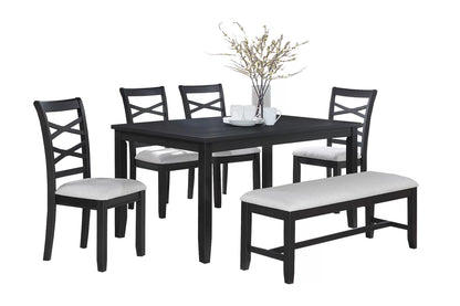 6-Pcs Dining Set
Table + 4 Chairs + Bench