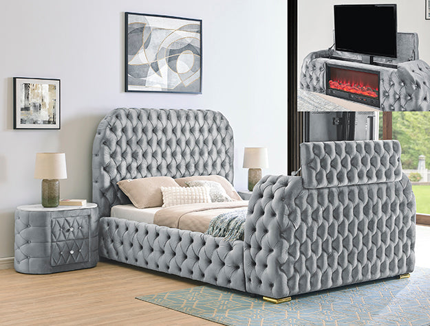 NATALIA  BED W/FIREPLACE,TV LIFT BK