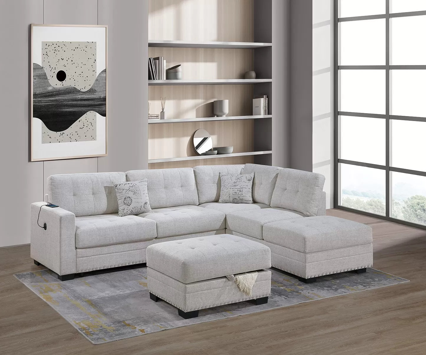 Reversible Sectional Set W/ Ottoman