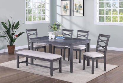 6-Pcs Dining Set
Table + 4 Chairs + Bench
