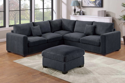 SECTIONAL W OTTOMAN Black