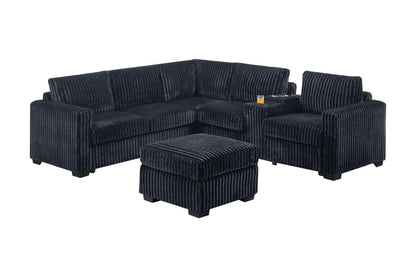 Sectional W Ottoman /USB Console & Cup Holders Reversible Loveseat