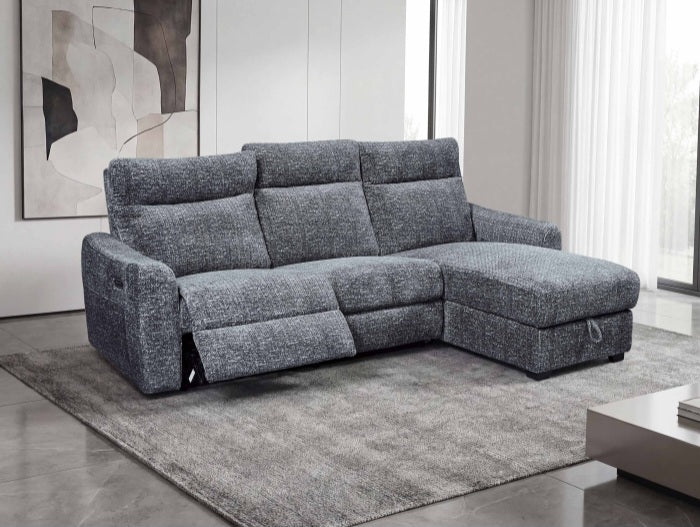 L-Shape Sectional Single Power Recliner Fabric