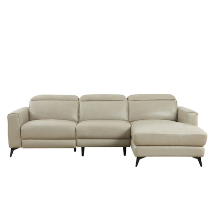 L-Shape Sectional Single Power Recliner Genuine Leather