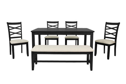 6-Pcs Dining Set
Table + 4 Chairs + Bench
