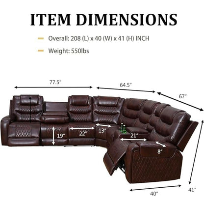 Sectional Power Recliner drop off table w wireless charger