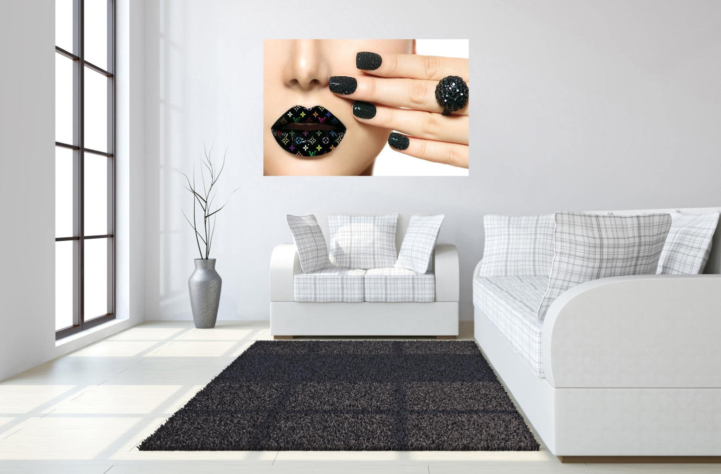 Tempered Glass W/Foil & Rhinestones -Design Her Lips    IN STOCK. GOING FAST-CALL