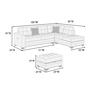 Reversible Sectional Set W/ Ottoman