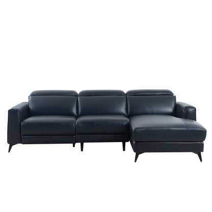 L-Shape Sectional Single Power Recliner Genuine Leather